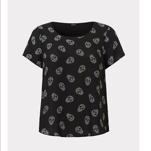Abbey Skull Knit Woven Georgette Blouse